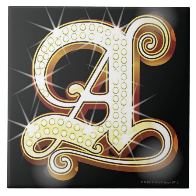 Bling alphabet A Ceramic Tile (Front)
