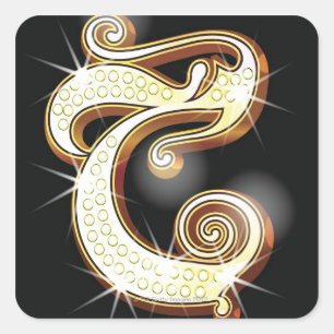 Bling alphabet C Square Sticker