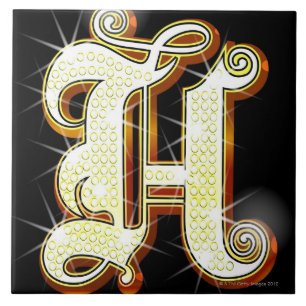 Bling alphabet H Tile