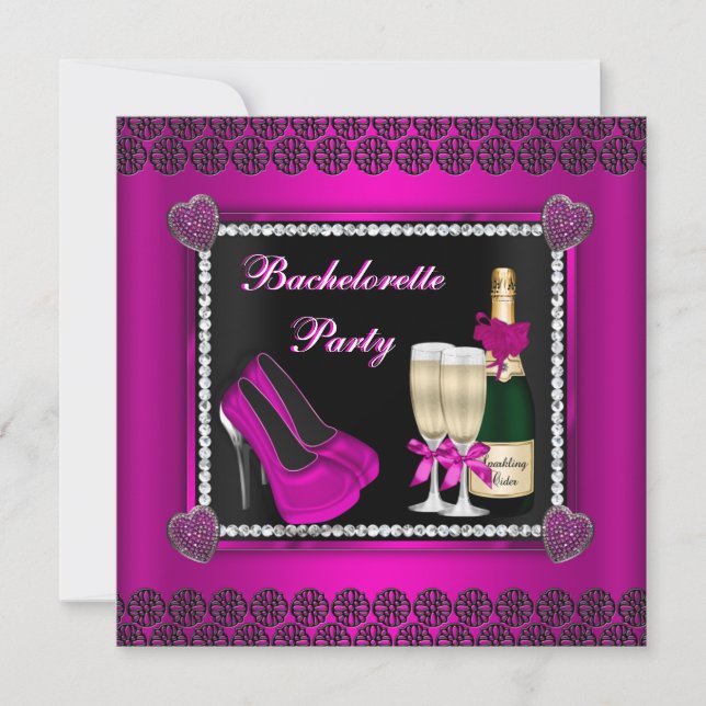 Bling and Bubbly Bachelorette Invite (Front)