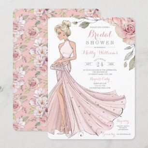 Bling and Glitter Girl Bride Bridal Shower Invitation