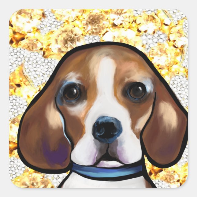 Bling Beagle      Square Sticker (Front)