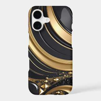 Bling Black Gold Abstract w Pave Diamonds Glitter