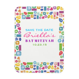 BLING BLING Gemstone Bat Mitzvah Save the Date Magnet