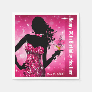 Bling Bombshell Sparkle Birthday Party fuschia Napkin