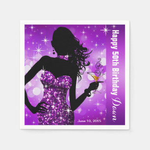 Bling Bombshell Sparkle Birthday Party purple Napkin