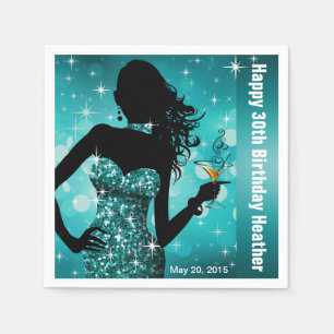 Bling Bombshell Sparkle Birthday Party teal Napkin