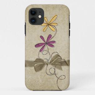 Bling bouquet on damask iPhone 11 case
