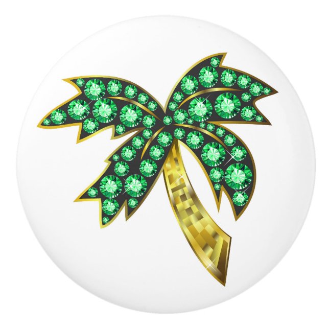 BLING Ceramic Palm Tree Knob (Front)