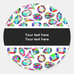Bling Colourful Faux Jewels Classic Round Sticker