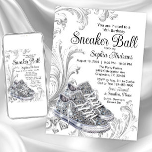 Bling Diamond Sneaker Ball Birthday Party  Invitation