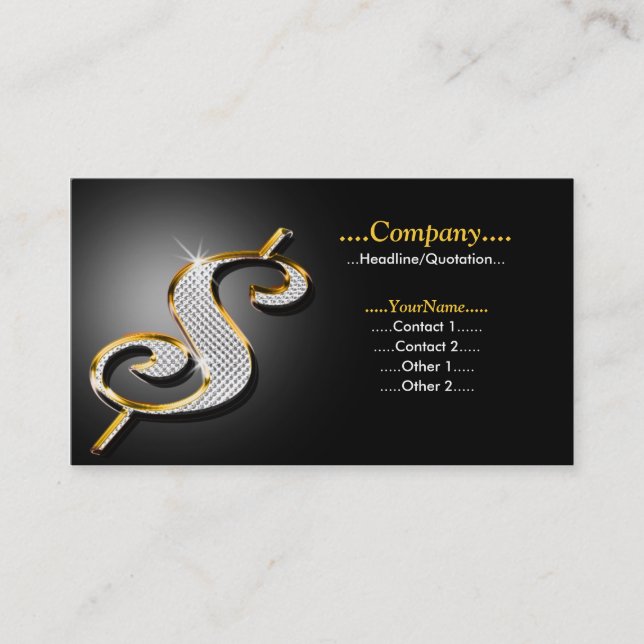 Bling Dollar Business Card (Front)
