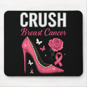 Bling Floral Pink Ribbon Crush Breast Cancer Mouse Pad