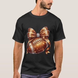 Bling football bow coquette game day sports T-Shirt