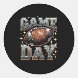 Bling Football Lover Fall Autumn Game Day Football Classic Round Sticker
