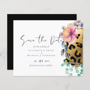 Bling Girly Glam Leopard Print Pink Gold Wedding