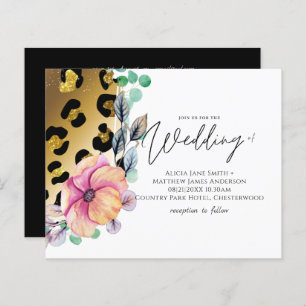 Bling Girly Glam Leopard Print Pink Gold Wedding