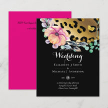 Bling Girly Glam Leopard Print Pink Gold Wedding