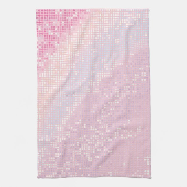 Bling Glitter Girly Pink Glitz Kitchen Dish Towel (Vertical)