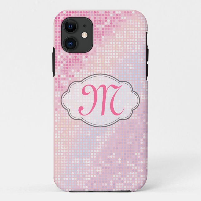 Bling Glitter Girly Pink Monogram IPHONE 5 Case (Back)