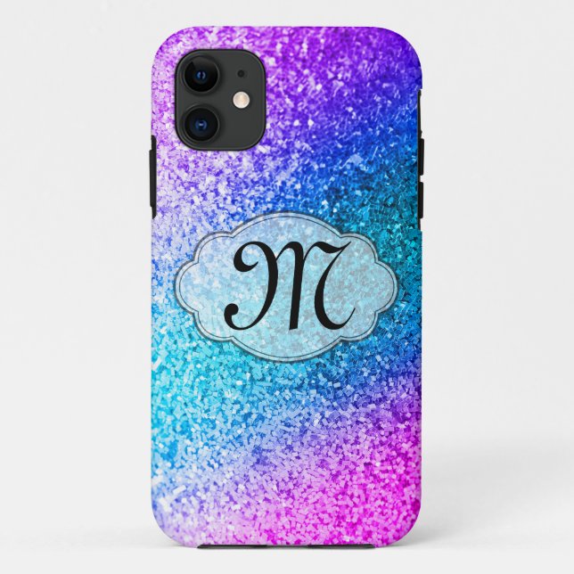 Bling Glitter Girly Pink Monogram IPHONE 5 Case (Back)