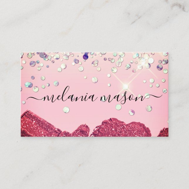 Bling Holographic Glitter Makeup Artist Beauty Business Card (Front)