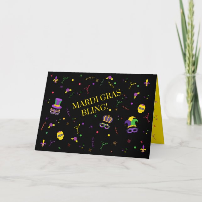 BLING MARDI GRAS THANK YOU CARD (Front)