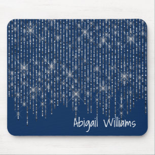 Bling On Blue with Name Mouse Pad