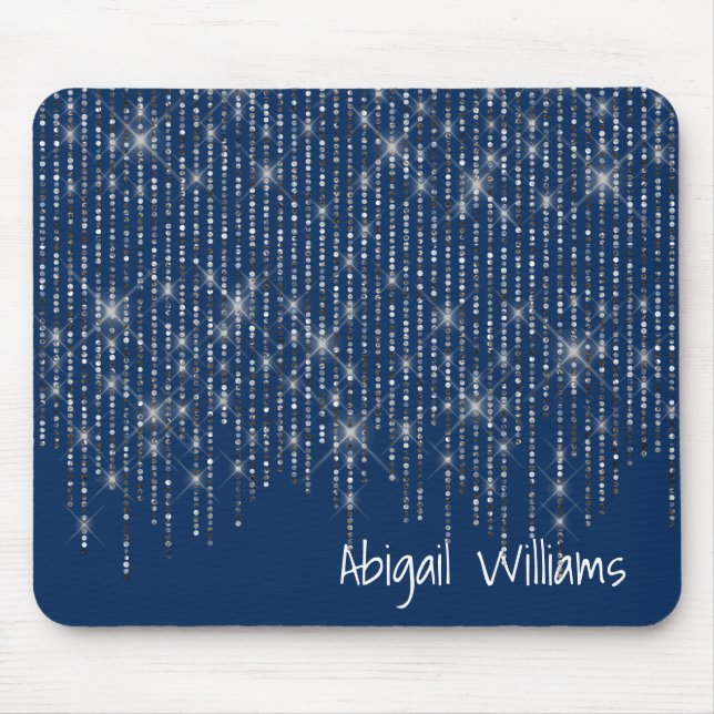 Bling On Blue with Name Mouse Pad (Front)