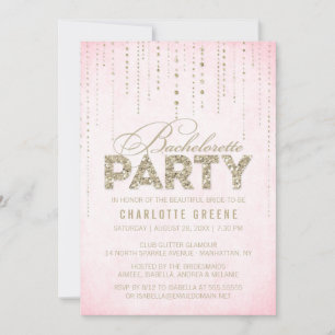Bling Pink & Gold Glitter Bachelorette Party Invitation