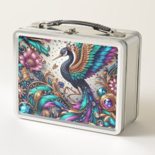 bling Purples Teals Blues Gold black white copper Metal Lunch Box