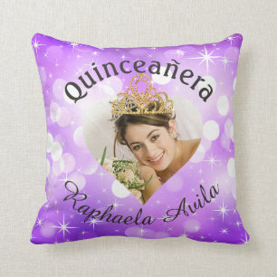Bling Quinceanera Photo Heart Cutout Keepsake Cushion