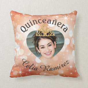 Bling Quinceanera Photo Heart Cutout Keepsake Cushion