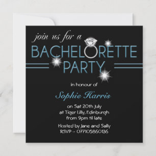 Bling Ring Blue Bachelorette Party Invitation
