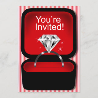 Bling Ring Box Bridal Shower red Invitation