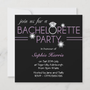 Bling Ring Purple Bachelorette Party Invitation