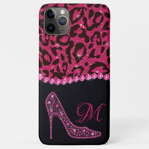Bling Sparkle Diamond Glitter Leopard Pink iPhone 11 Pro Max Case