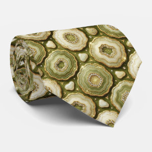 Bling & Sparkle Luxury Olive Gold Geode Neck Tie