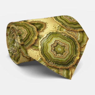 Bling & Sparkle Luxury Olive Gold Geode Neck Tie