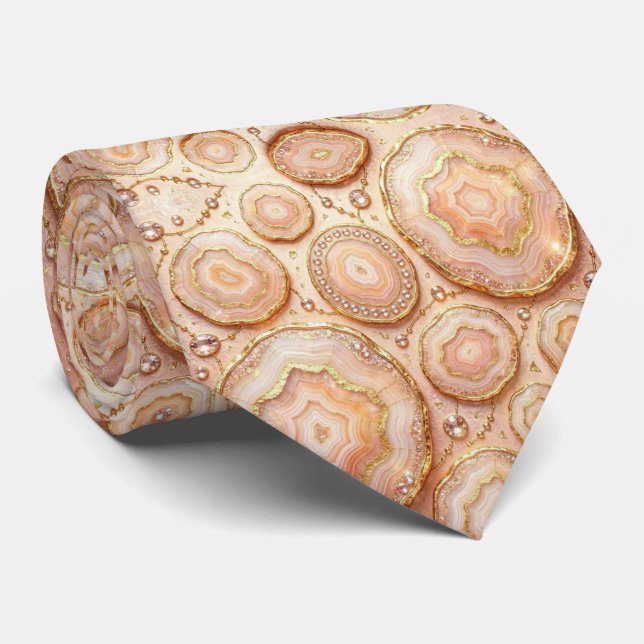 Bling & Sparkle | Luxury Rose Gold Geode Neck Tie (Rolled)