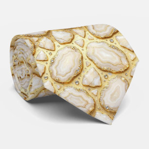 Bling & Sparkle Luxury White Gold Geode Neck Tie