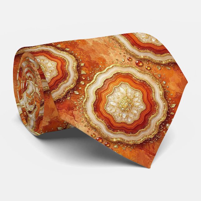 Bling & Sparkle | Rust + Gold Geode Neck Tie (Rolled)