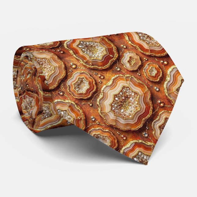 Bling & Sparkle | Rust + Gold Geode Neck Tie (Rolled)