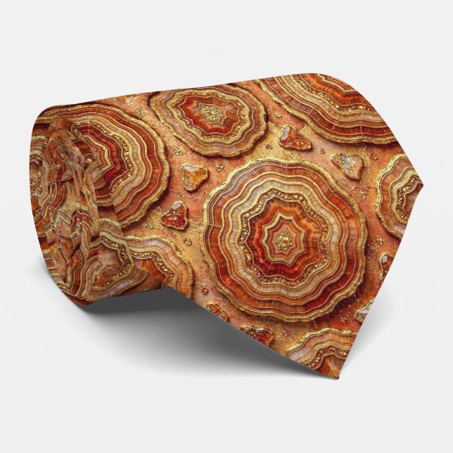 Bling & Sparkle | Rust + Gold Geode Neck Tie (Rolled)