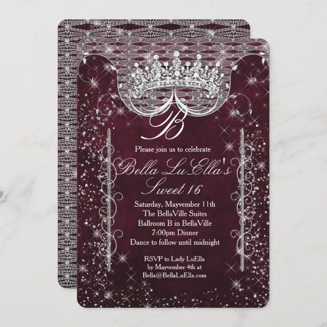 Bling Sweet 16 Party Invitations, Mis Quince Anos Invitation (Front/Back)