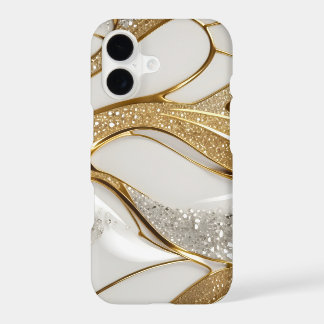Bling White Gold Abstract w Pave Diamonds Glitter