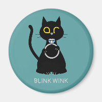 BLING WINK Funny Black Cat Proposal Magnet 