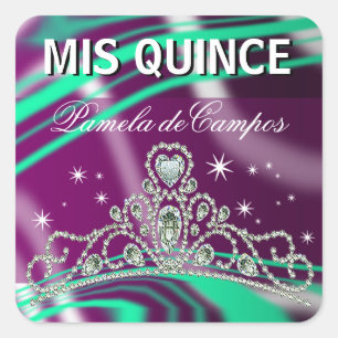 Blinged Out Quinceañera Sparkling Tiara Square Sticker