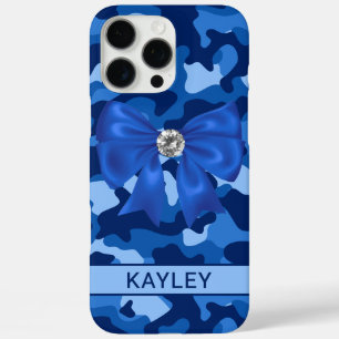 Blingy Blue Camouflage Personalised iPhone 16 Pro Max Case