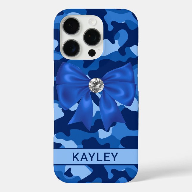 Blingy Blue Camouflage Personalized Case-Mate iPhone Case (Back)